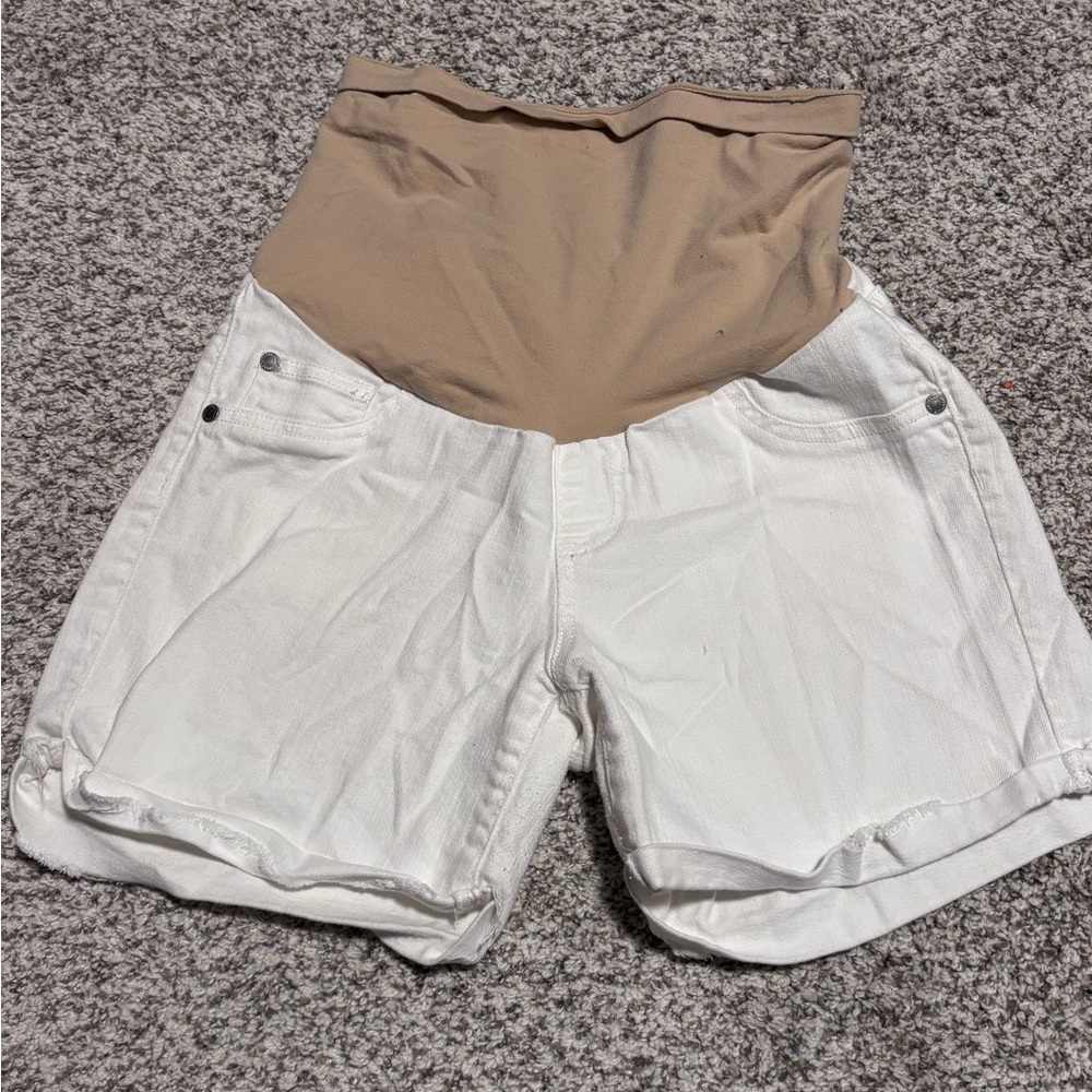 Maternity Shorts- Indigo Blue White and Tan Women's Shorts- Size Small